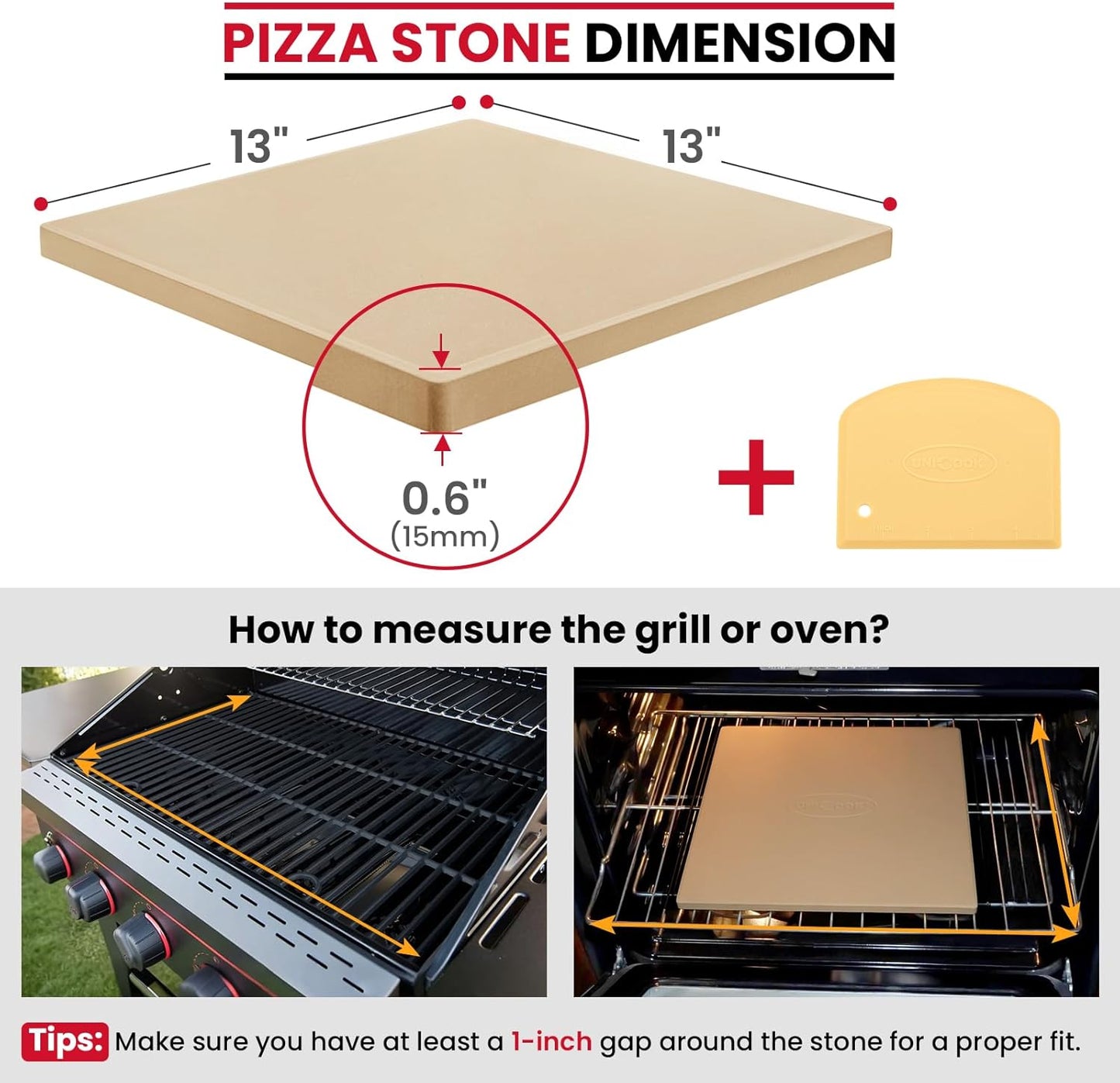 Piedra pizza 13pulg cuadrada para horno Ooni 12
