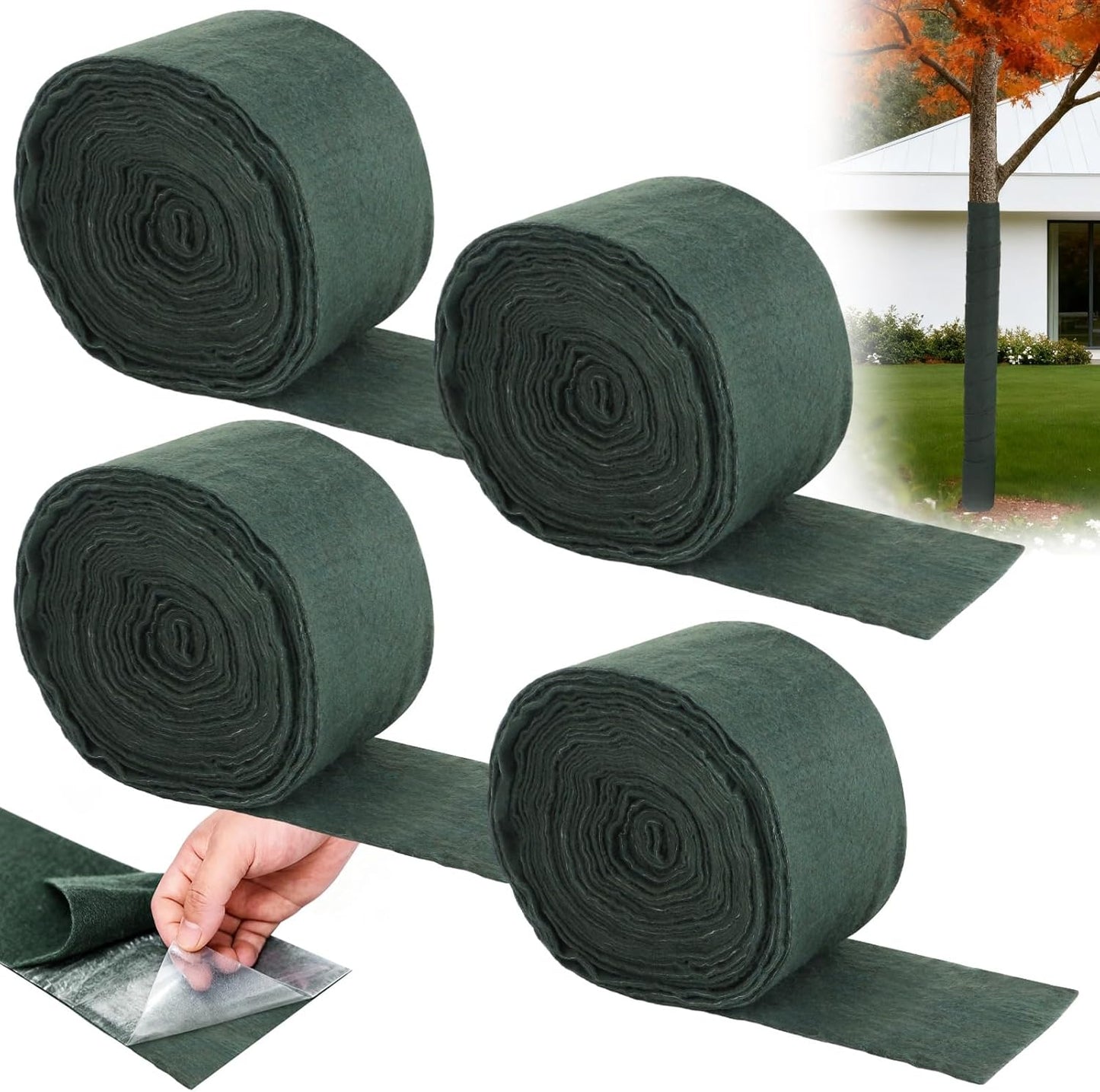4 Rollos Envolturas Árbol 3 Capas 4.7pulg x 65.6ft Transpirables