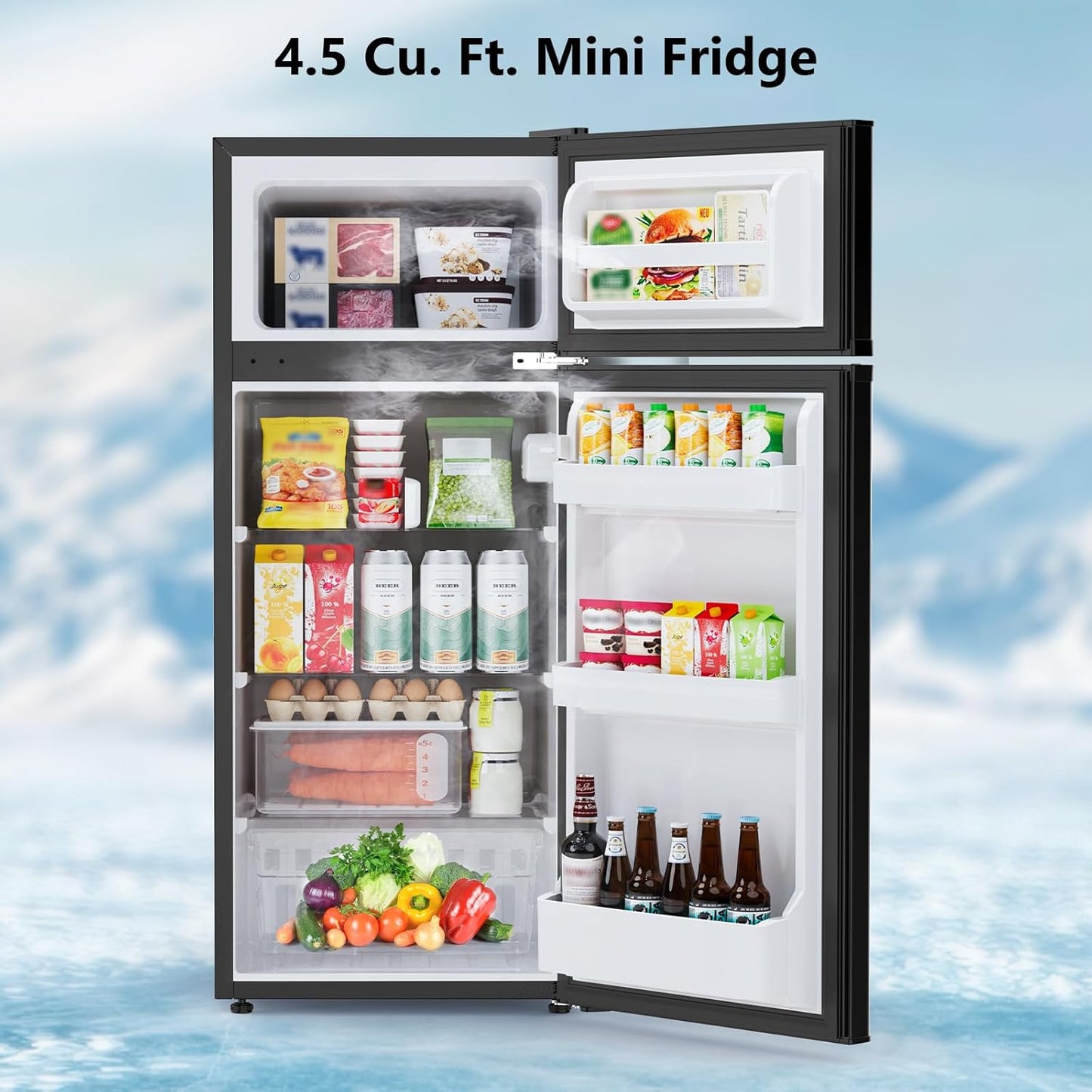Mini refrigerador 4.5 pies cúbicos con congelador 2 puertas