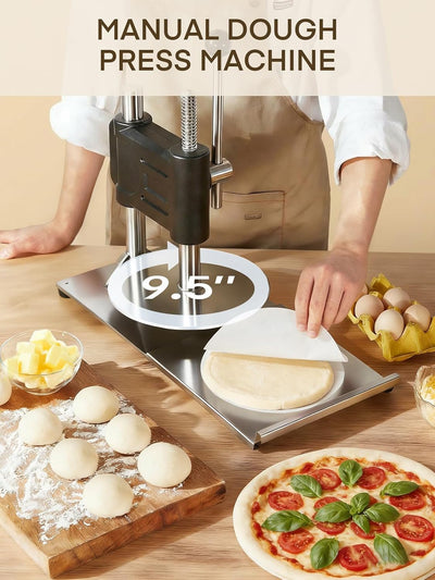 Máquina prensa masa pizza acero inox 9.5pulg