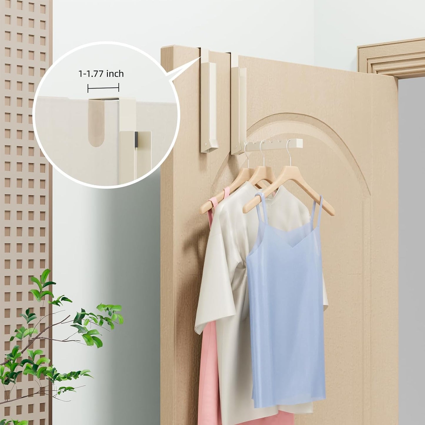 Perchero plegable para puerta espacio pequeño beige set 2