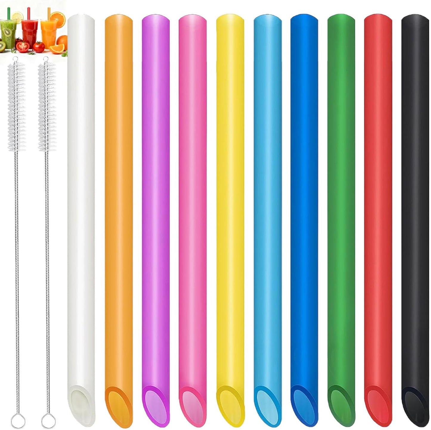 Pajitas plástico duro varios colores 10 pzas con cepillos