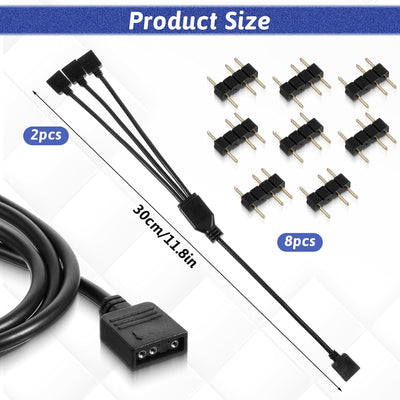 Cable ARGB 5V 3pines divisor 1-3 hembra-hembra para PC 11.8pulg