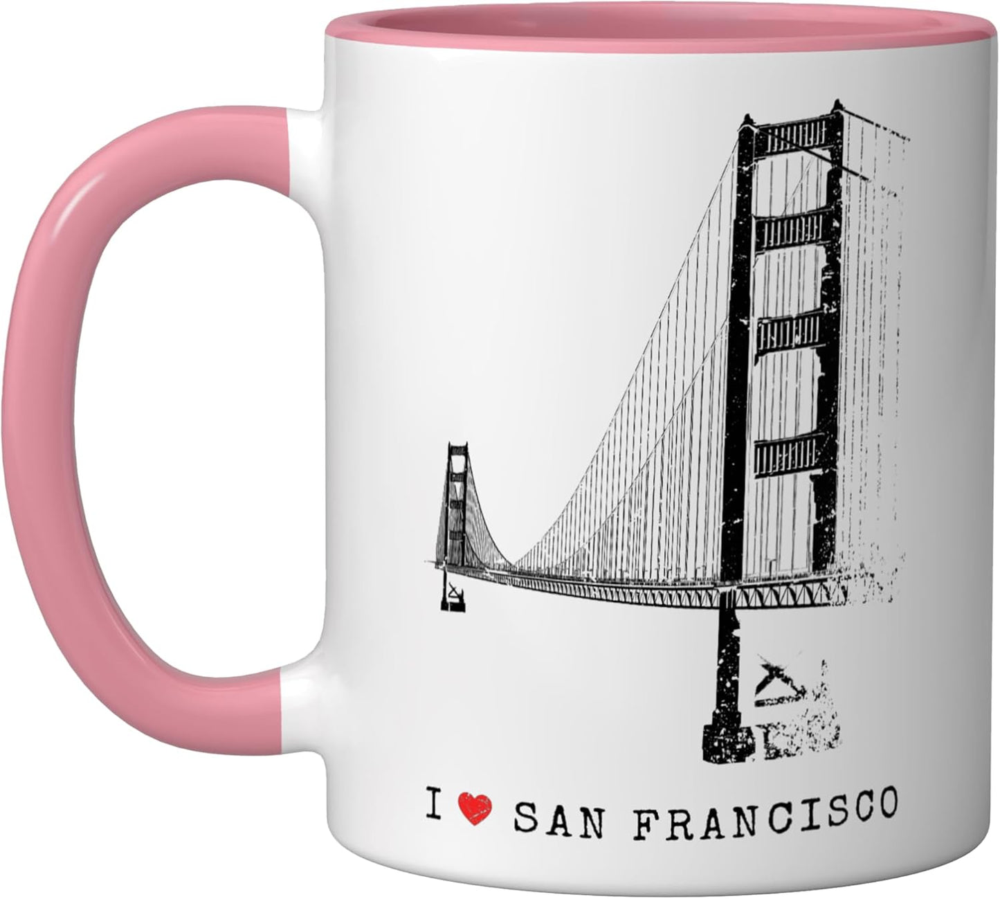 Taza cerámica San Francisco Golden Gate Bridge vintage pink/white
