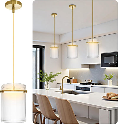Luces colgantes isla cocina vidrio 10.2pulg LED ajustable