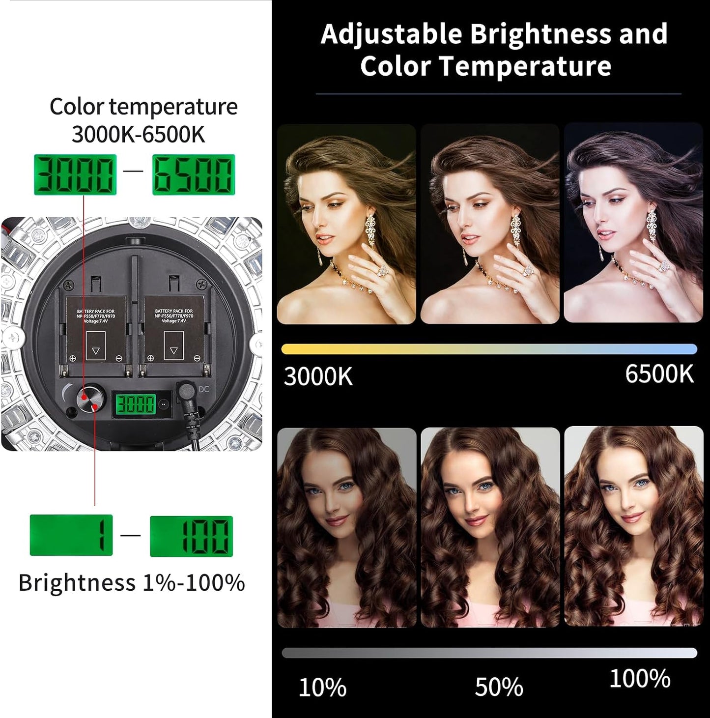 Luz LED Softbox 21pulg 60W recargable soporte estudio retrato