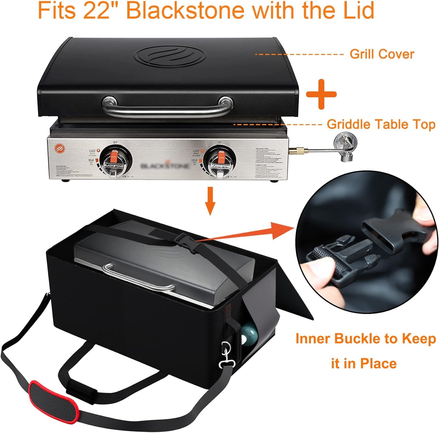 Funda parrilla 22pulg Blackstone 1813 con cubierta y bolsa 600D