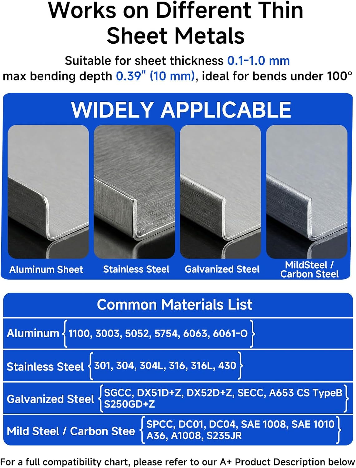Herramienta doble para doblar bordes metal delgado 100°