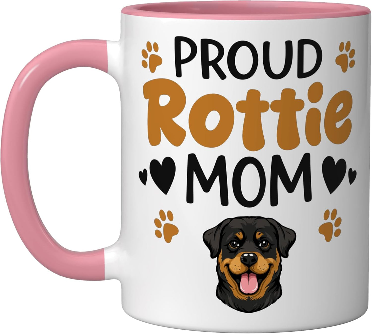 Taza cerámica para amantes del Rottweiler Rosa/Blanca