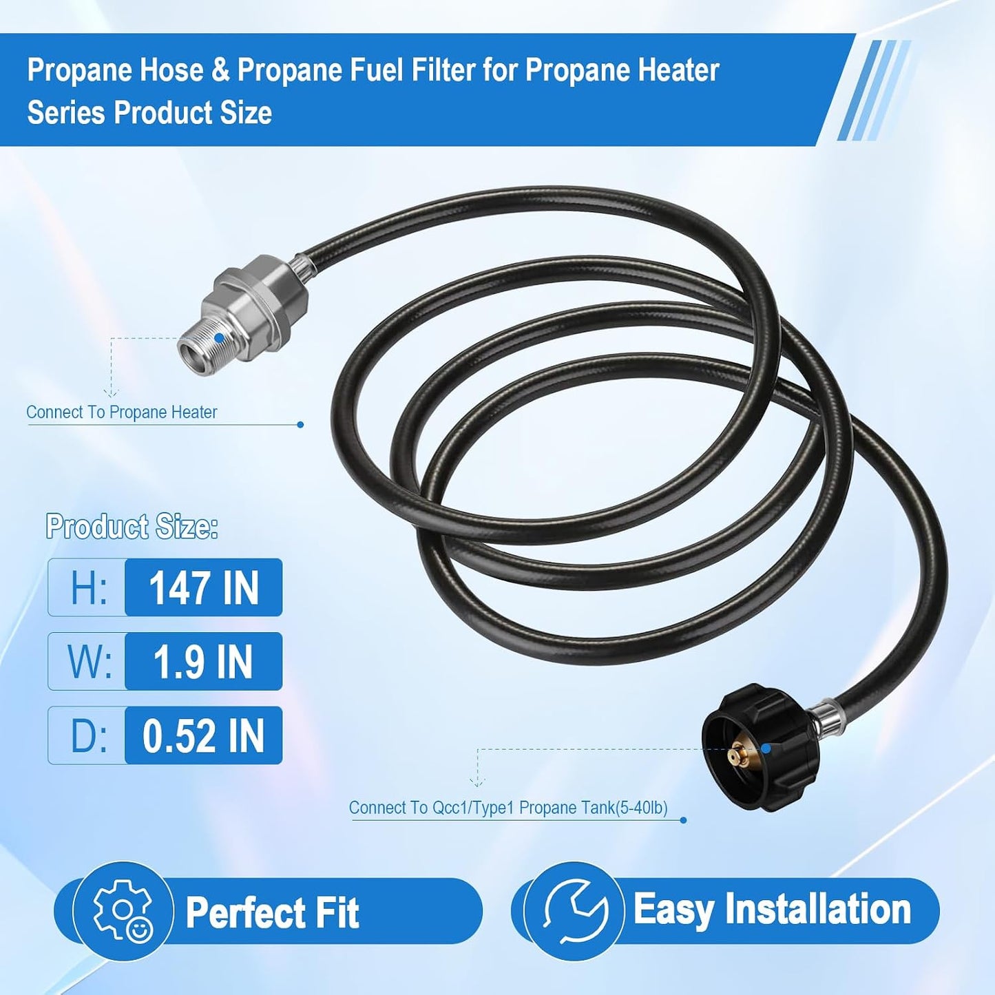 Filtro combustible propano 12ft para calentadores CSA