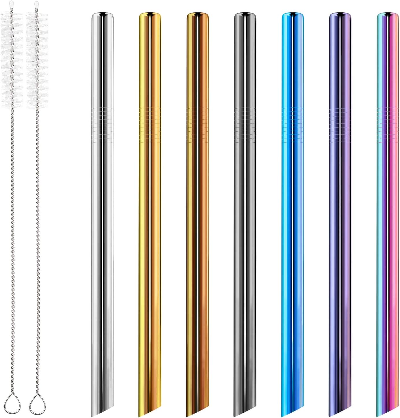 7 Popotes Acero Inox Pajitas Reutilizables 0.4pulg