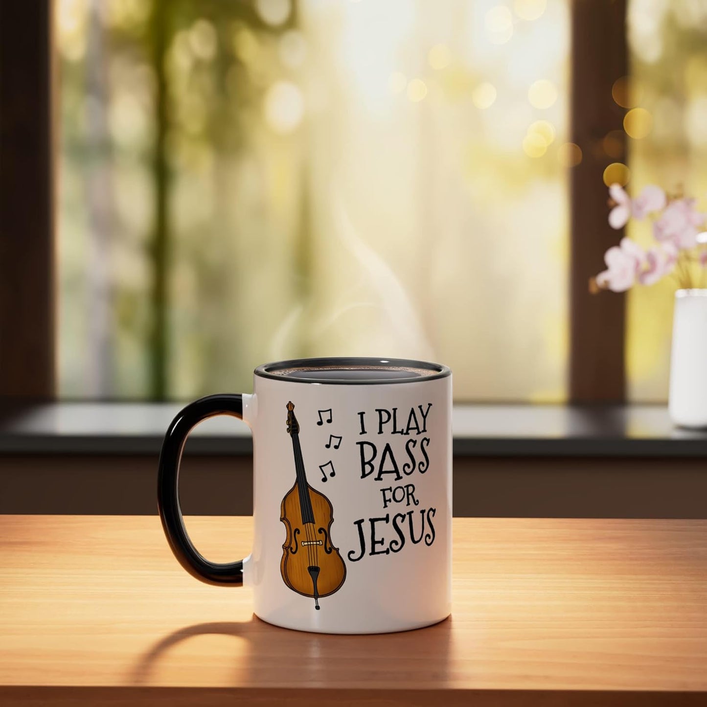 Taza Cerámica para Músico Iglesia Negro/Blanco
