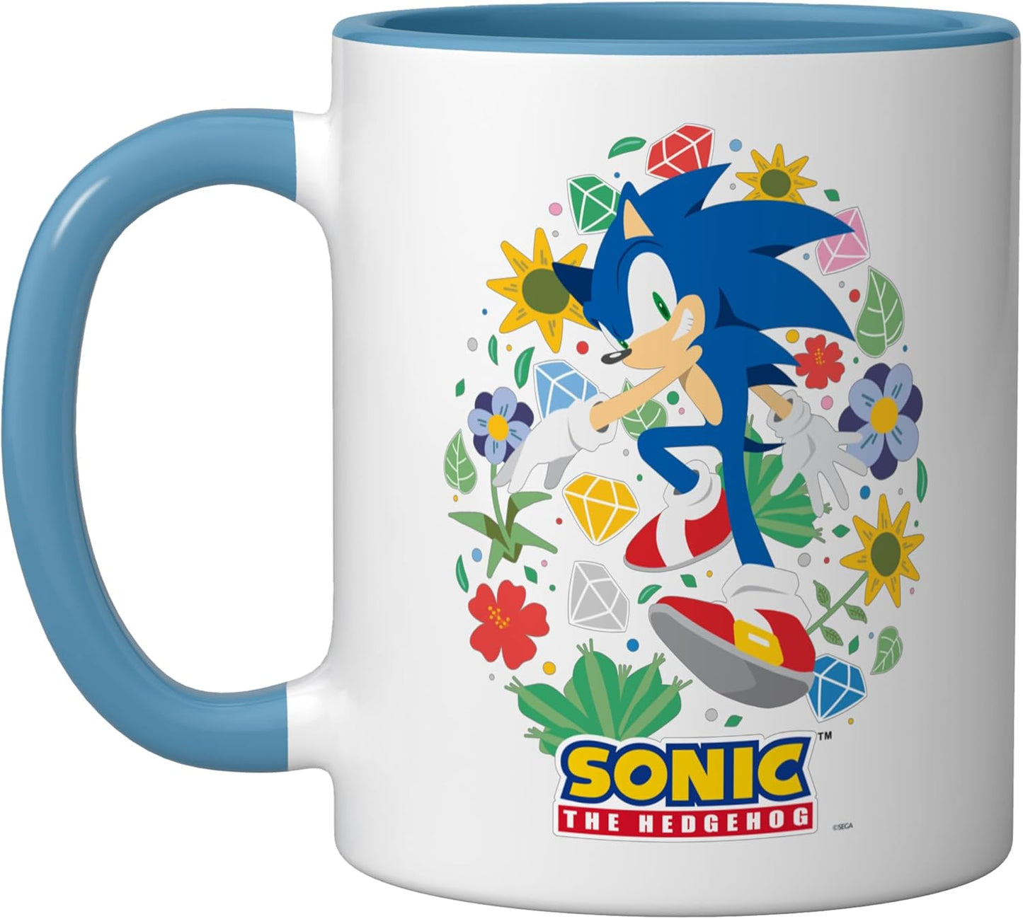 Taza Cerámica Sonic Azul y Blanco