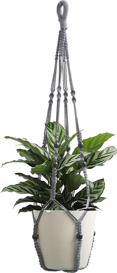 Colgador macramé para plantas interiores 35pulg gris