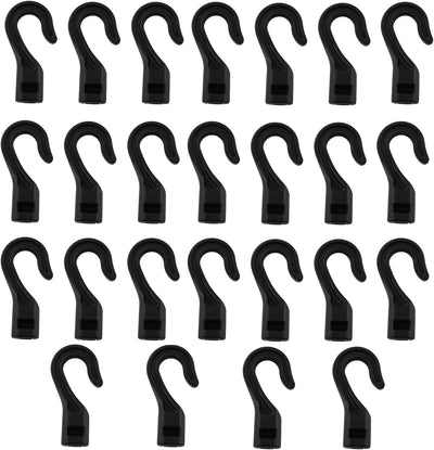 25 Pzas Gancho Plástico Negro para Tienda de Campaña y Moto