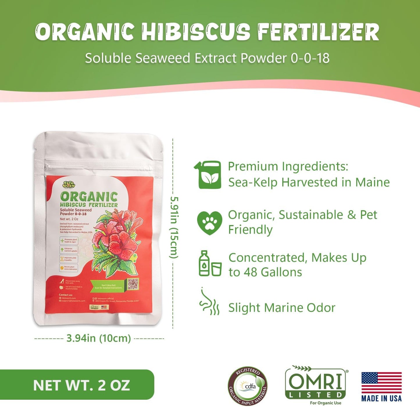Fertilizante orgánico hibisco extracto algas 2oz