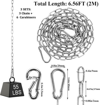 3 Set Cadenas Acero Inox M4 6.56pies 5/64pulg Kit Seguridad Plantas