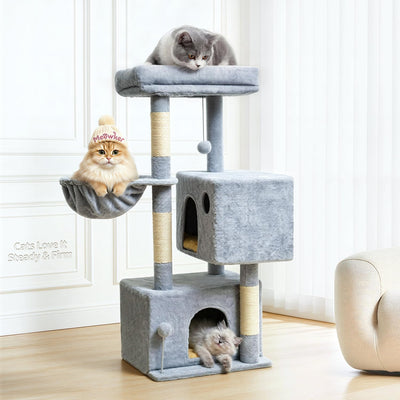 Torre gatos poste rascador 40pulg hamaca plataforma