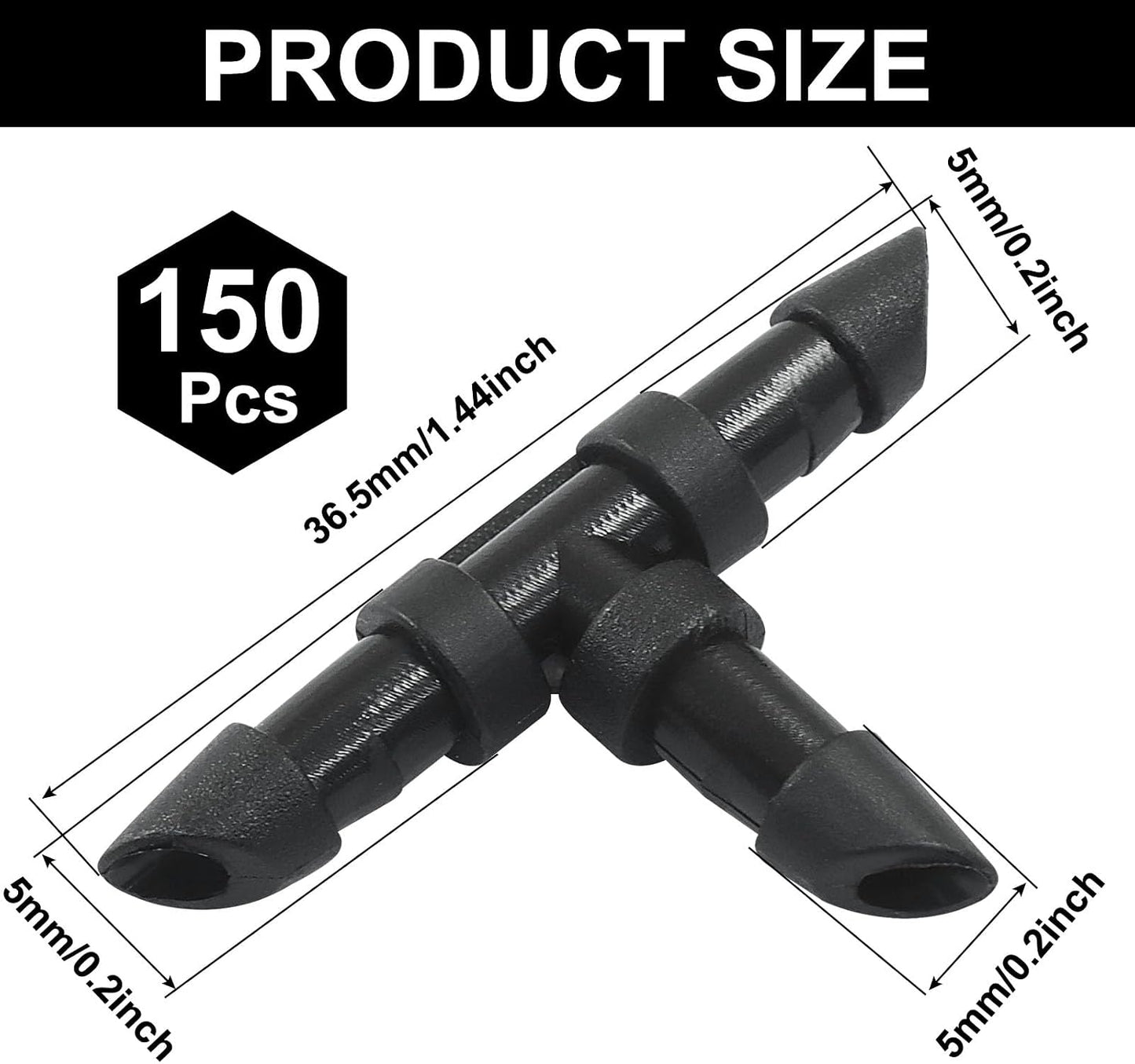 150 Accesorios T Púas 1/4pulg Conectores Riego Goteo