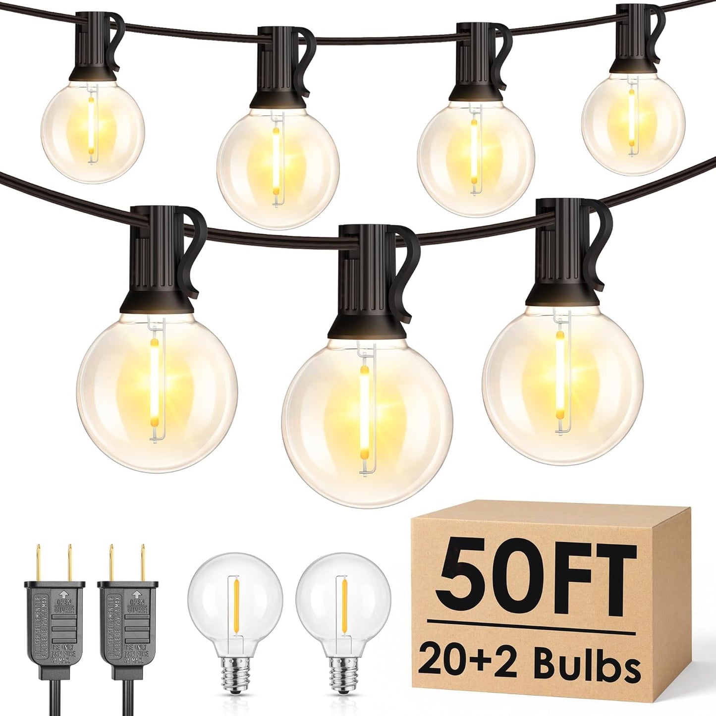 Tira luces LED G40 50ft impermeable 202 bombillas
