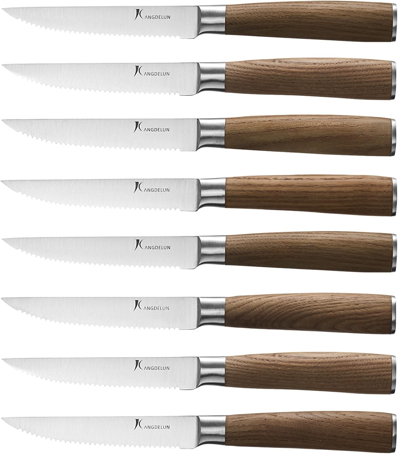 Set 8 Cuchillos Carne Acero Inox con Afilador Madera
