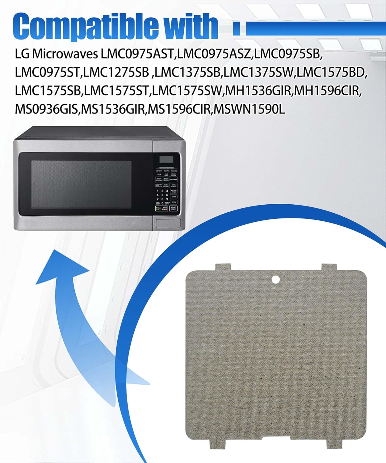 2 Pzas Cubierta Guía Microondas para LG LMC0975SB y Más