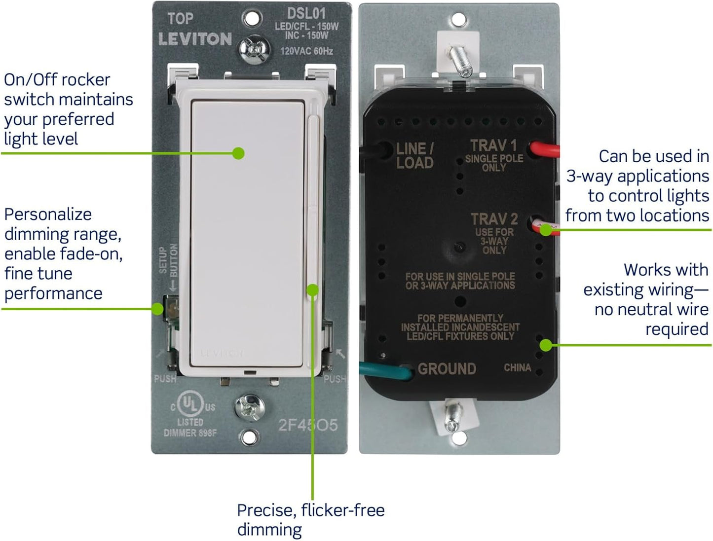 Interruptor atenuación LED bombillas 150W blanco