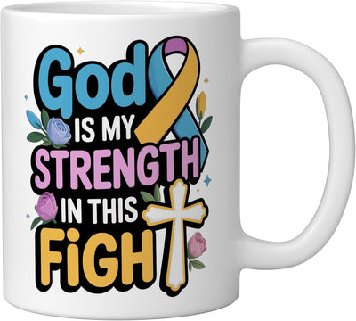Taza de cerámica cristiana para concientización del cáncer de vejiga