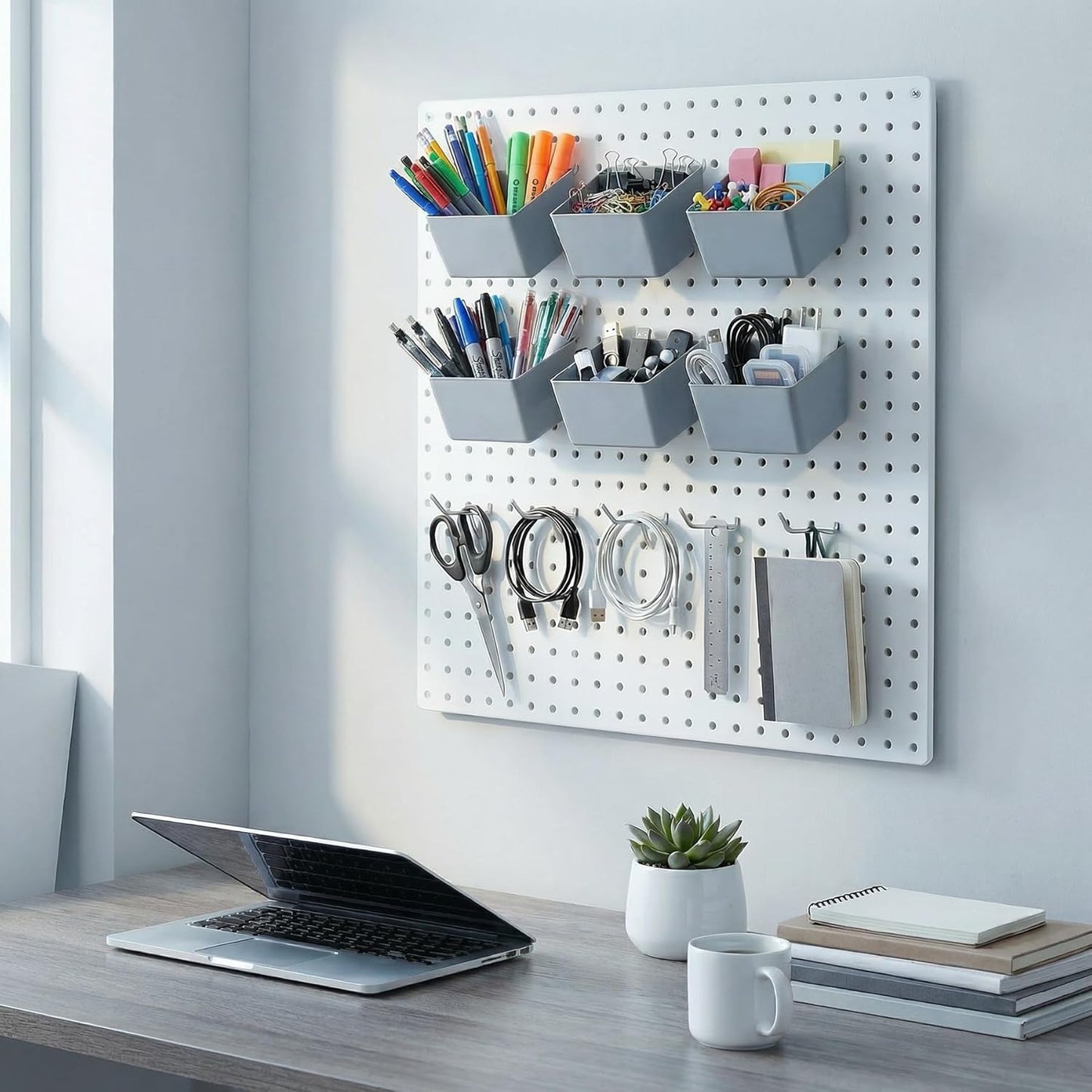 Set 4 Cubos Almacenamiento con Ganchos 2pulg Pared