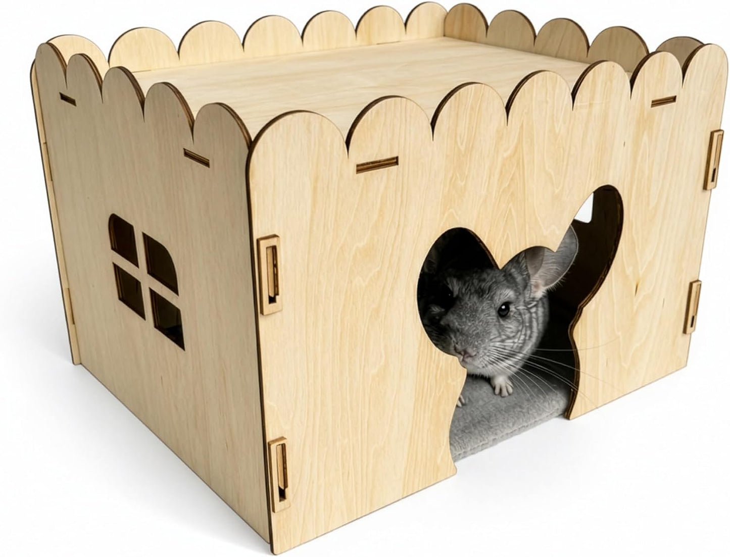 Casa chinchilla madera ventilada con puertas
