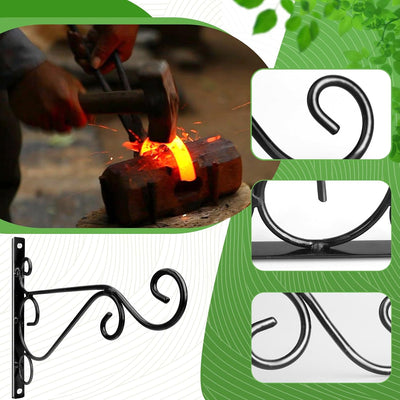 Soporte pared negro para cesta plantas metal interiores exteriores