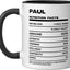 Taza cerámica Paul Nutrition Facts Name negra/blanca