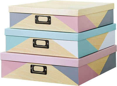Cajas decorativas de cartón con tapas set 3 para fotos y documentos