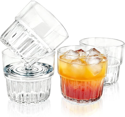 Set 4 vasos plástico reutilizables 10oz transparentes apilables