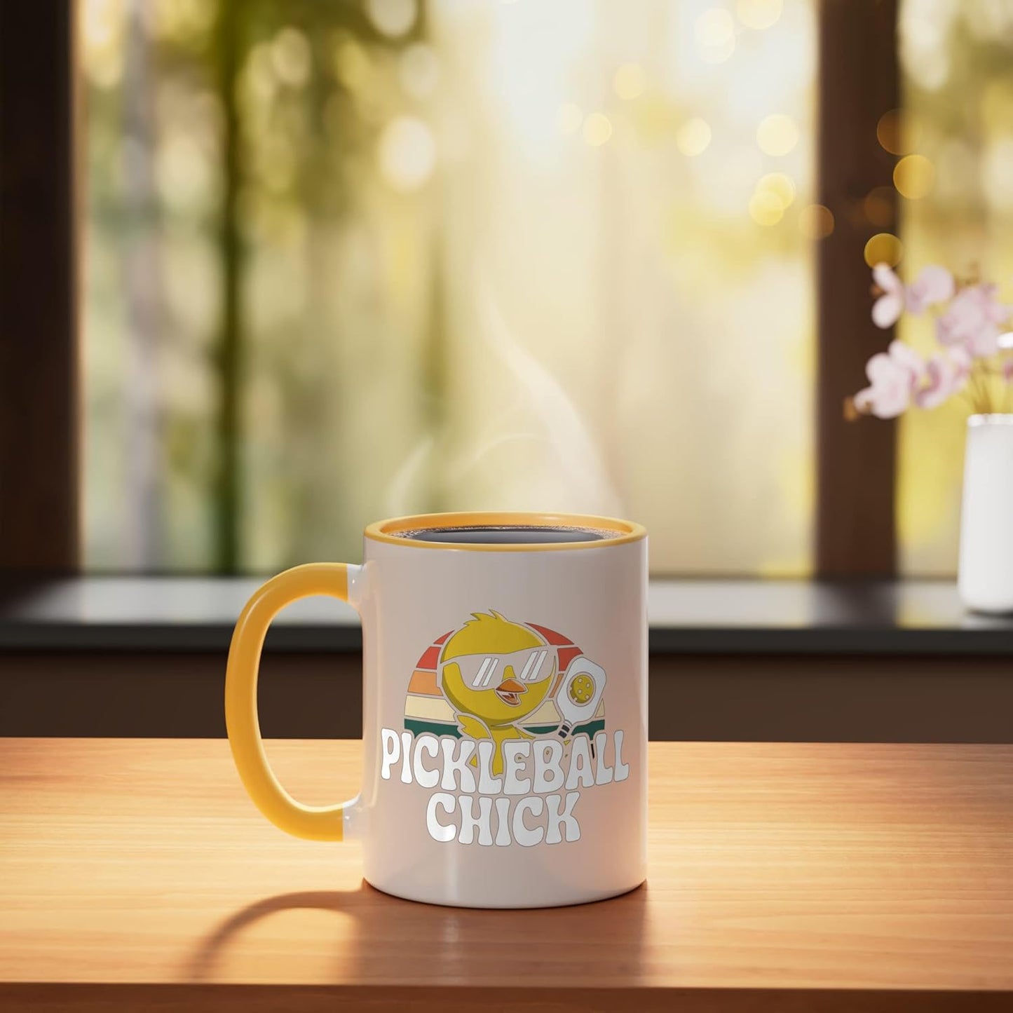 Taza Cerámica Pickleball para Mujer Amarillo