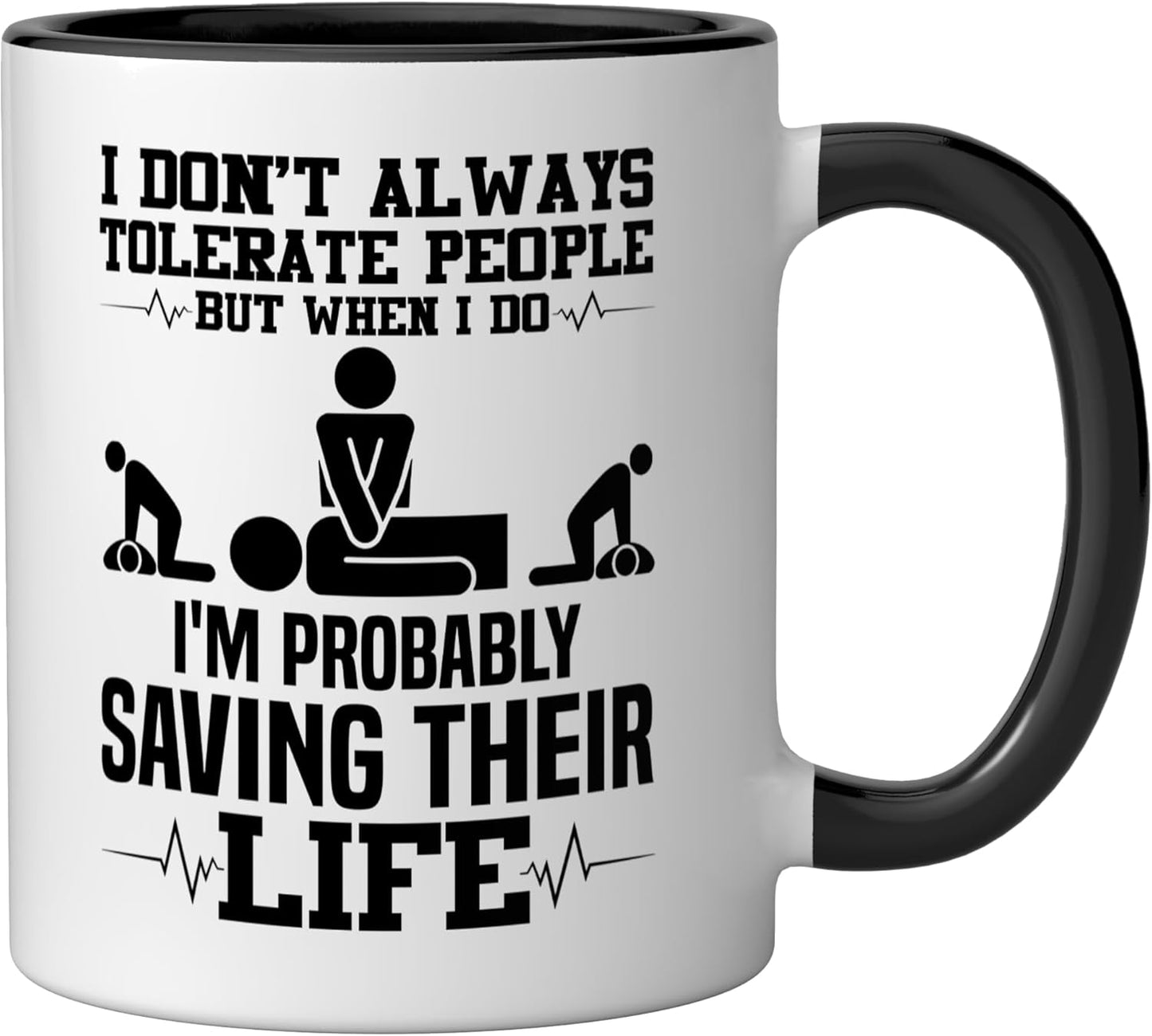 Taza cerámica para instructor CPR negra/blanca