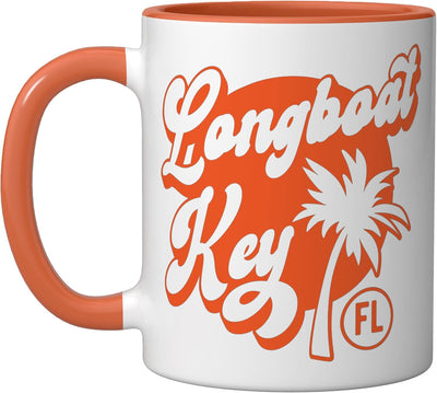 Taza cerámica retro estilo palma de naranja/blanco Longboat Key