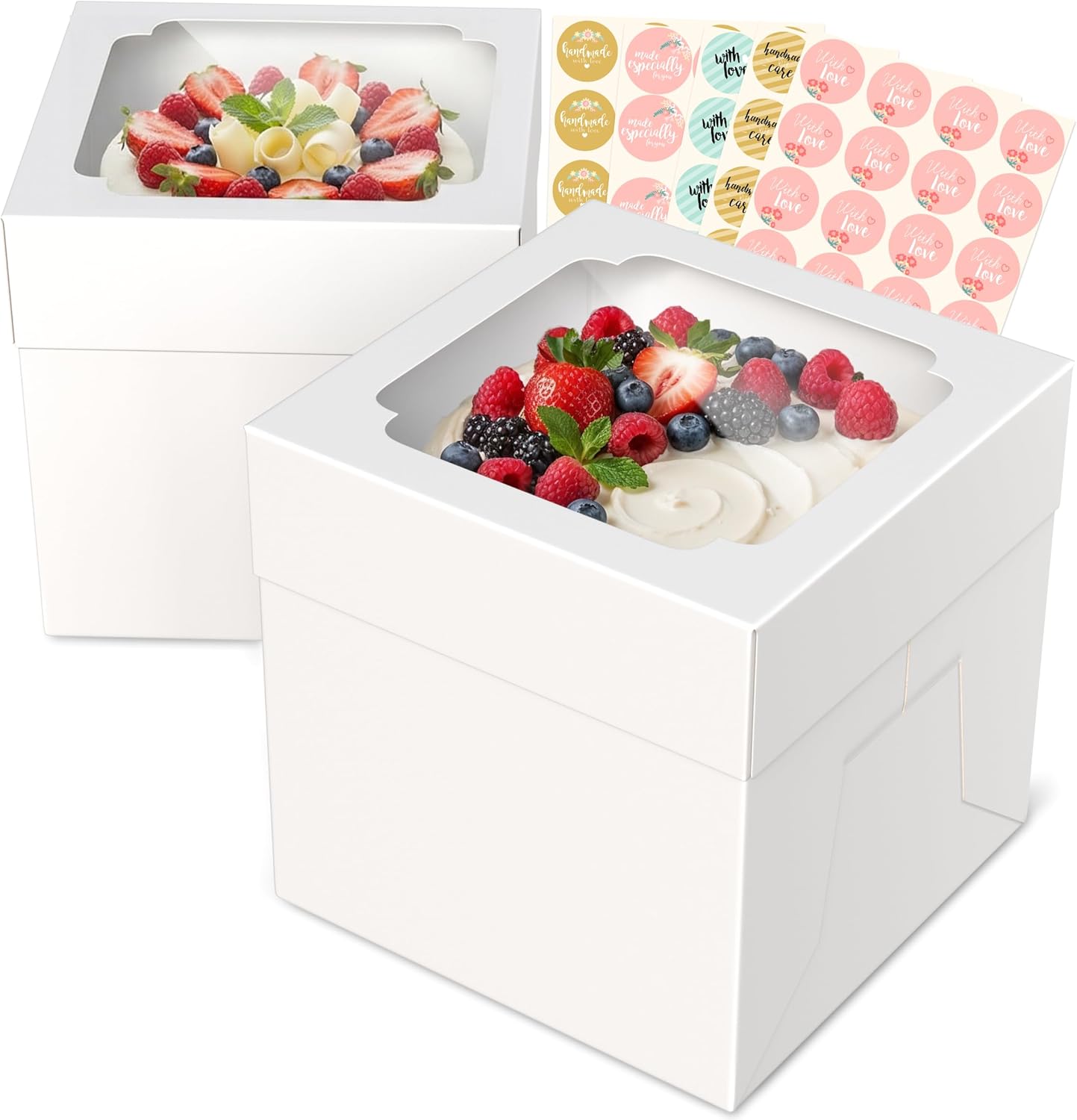 10 Cajas Pasteles 8x8pulg Con Ventana Blanca