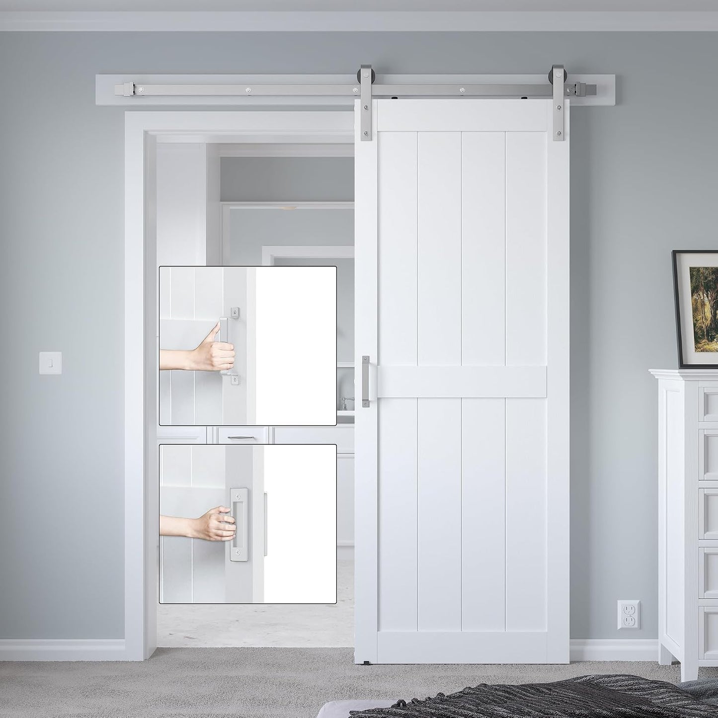 Puerta corredera granero 34x84pulg blanca níquel