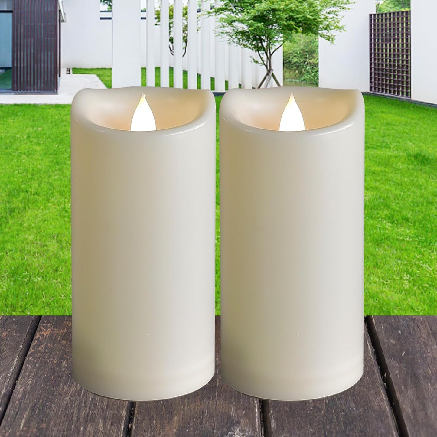 2 Velas Plástico Temporizador Impermeables Luces Falsas Exteriores
