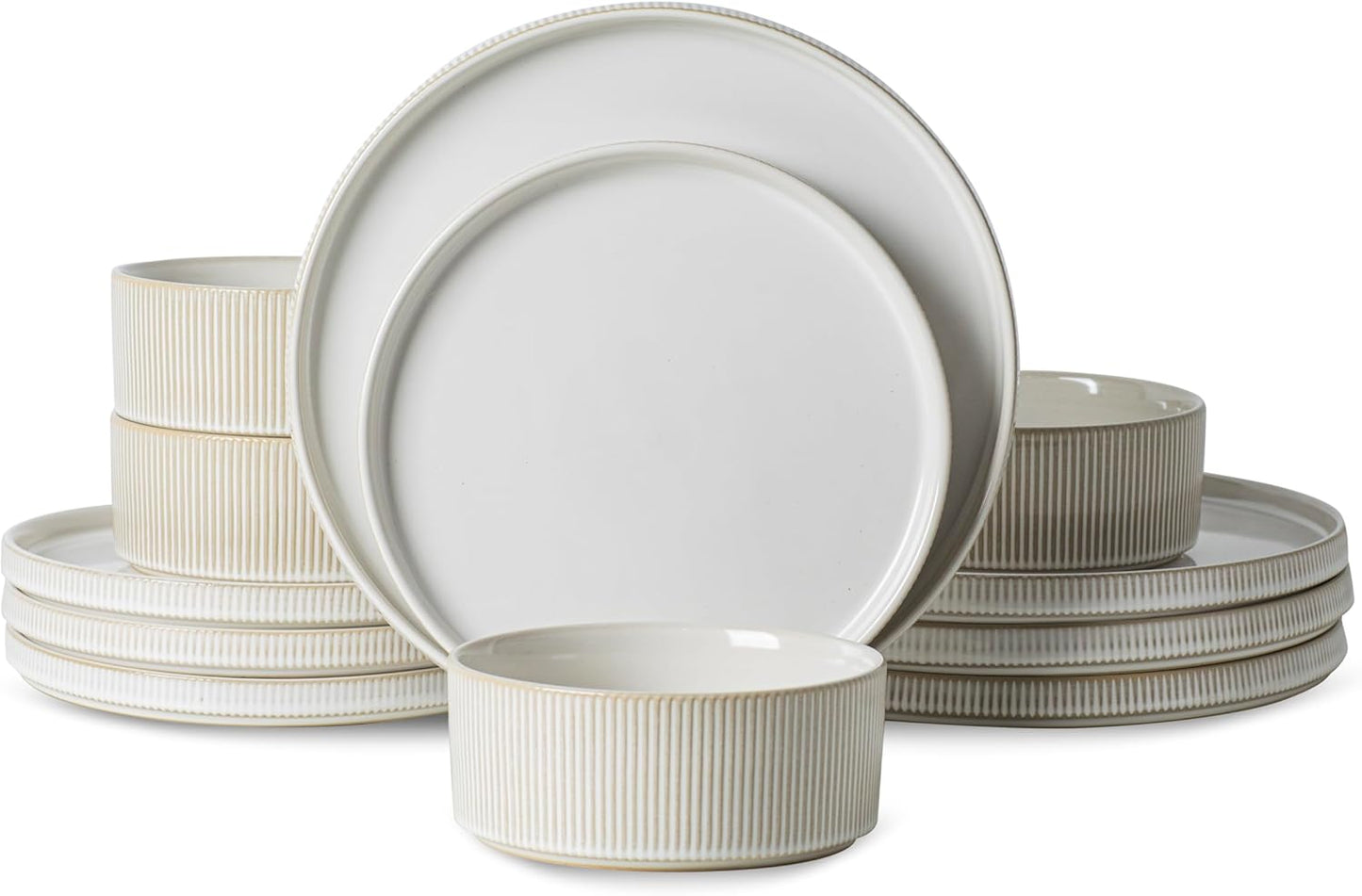 Set 4 Vajilla Cerámica 12 Pzas Platos Cuencos