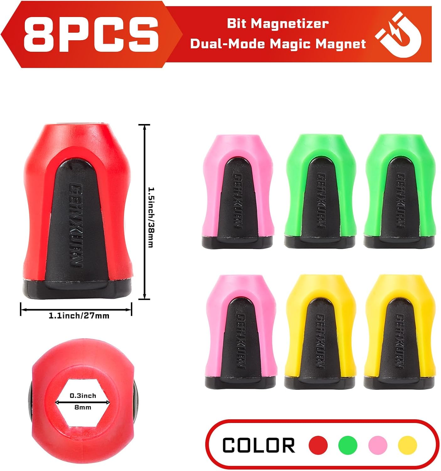 Set 8 Anillos Magnéticos Soporte Extraíble Puntas Hex