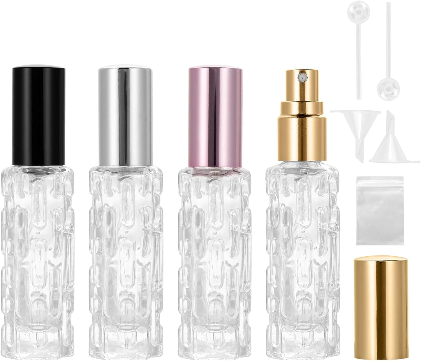 Botella spray perfume recargable 0.3oz 4 pzas negro