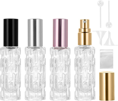 Botella spray perfume recargable 0.3oz 4 pzas negro