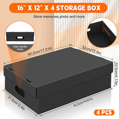 4 Cajas Almacenamiento Fotos 16x12x4pulg Con Asas
