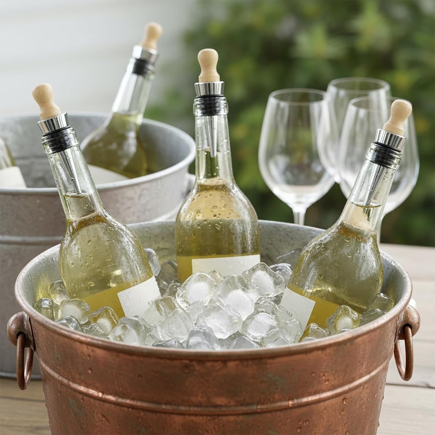 Juego de 24 tapones para botellas de vino de metal y resina
