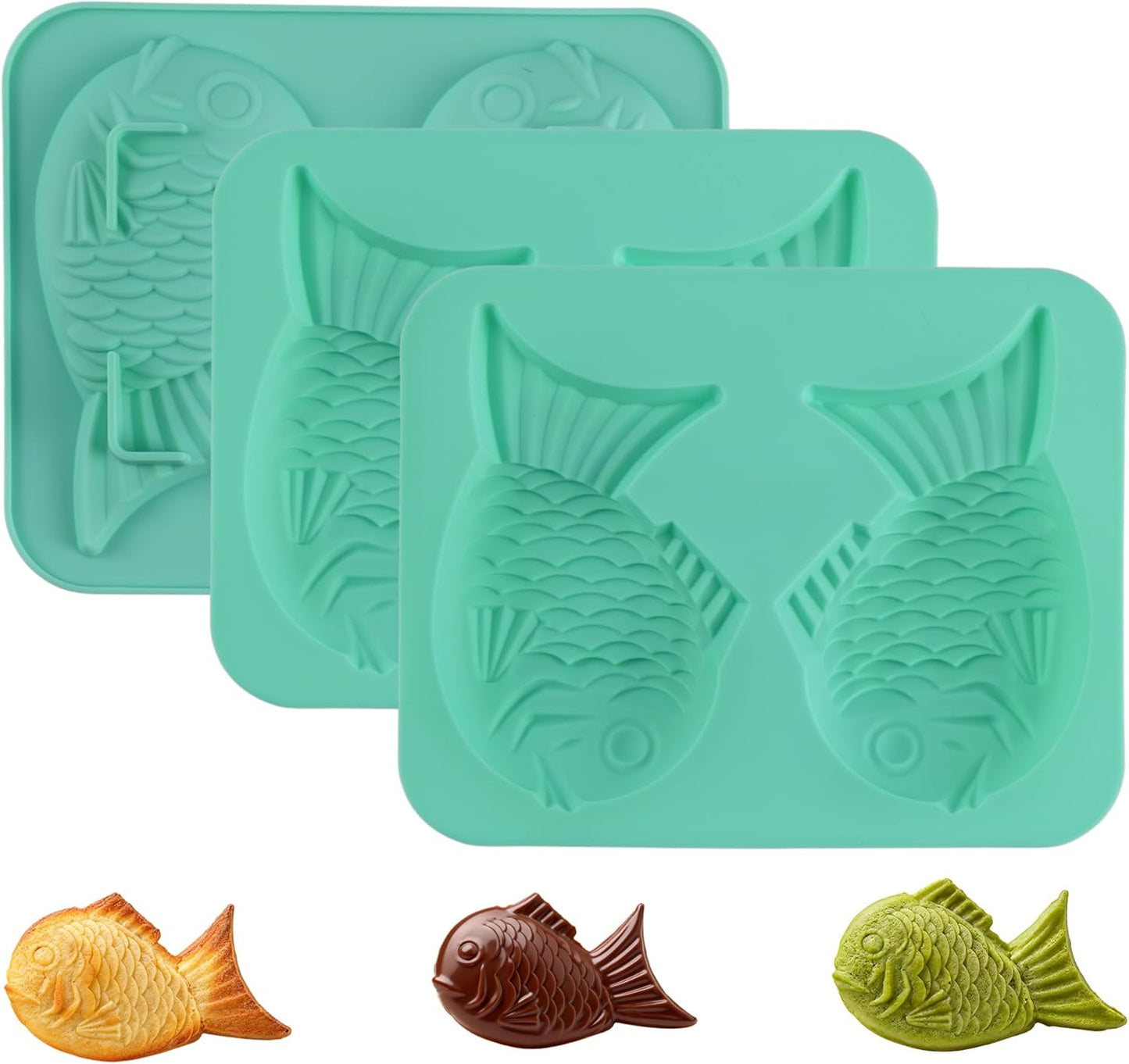 Molde de silicona Taiyaki antiadherente 3 piezas para hornear