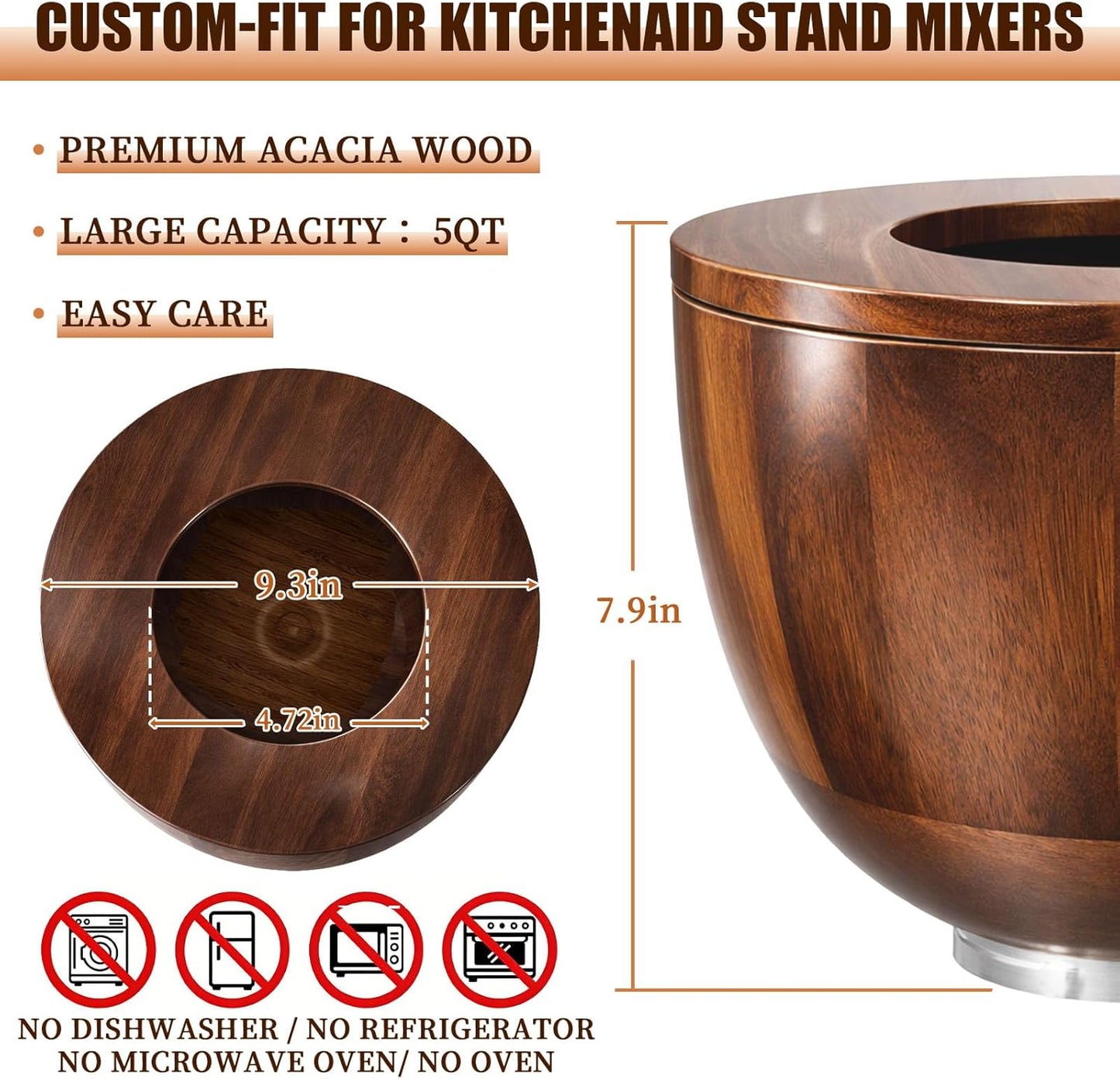 Tazón acacia 5qt con tapa comp KitchenAid