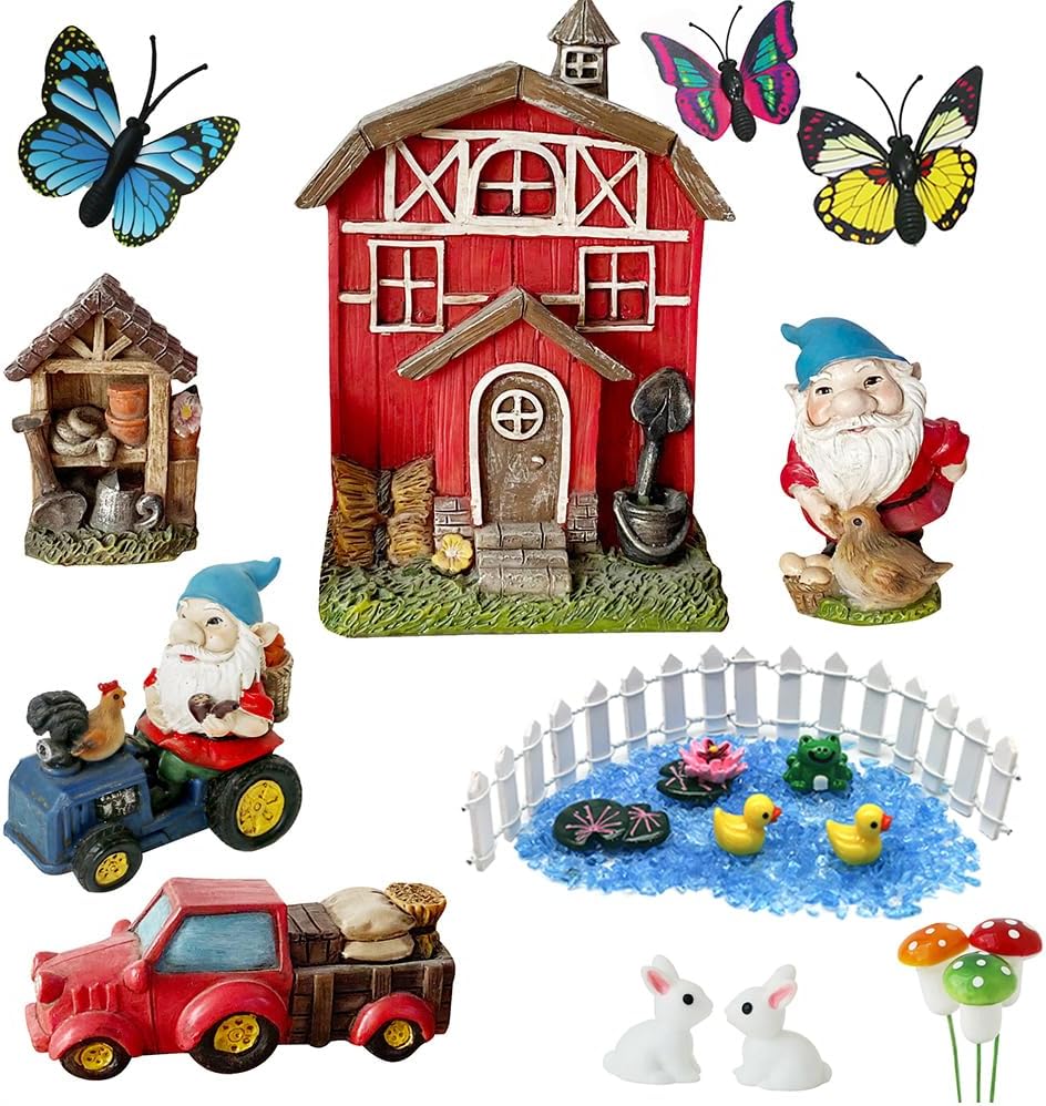 Juego 22 figuras gnomos resina decoración jardín