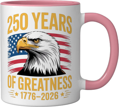 Taza Cerámica 4 de Julio Estilo Americano Rosa/Blanco